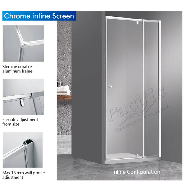 6mm Semi-frameless adjustable Shower Screen FRONT ONLY