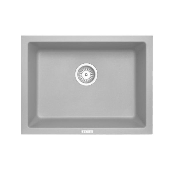 610 x 457 x 205mm Carysil White Single Big Bowl Granite Kitchen/Laundry Sink Top/Flush/Under Mount - Pacific Bathroom Products
