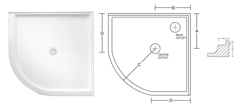 Flinders Polymarble 1000 Curved Shower base - Pacific Bathroom Products