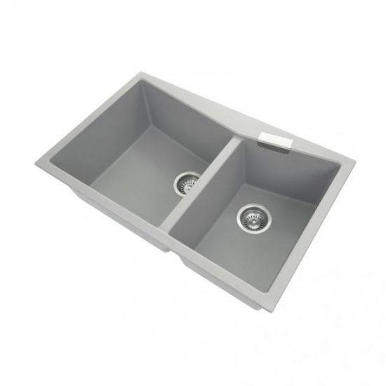 800 x 500 x 220mm Carysil Double Bowl Granite Kitchen Sink Top/Flush Mount - Pacific Bathroom Products
