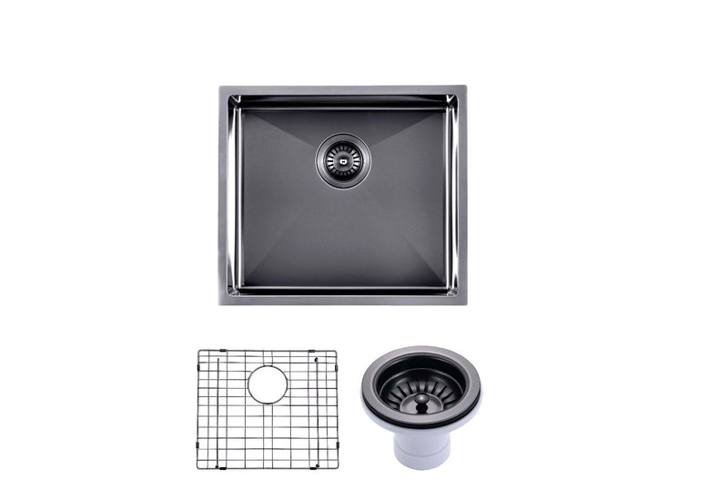 Gun Metal Grey 490x440x230mm 1.2mm Handmade Top/Undermount Single Bowl Kitchen/Laundry Sink - Pacific Bathroom Products