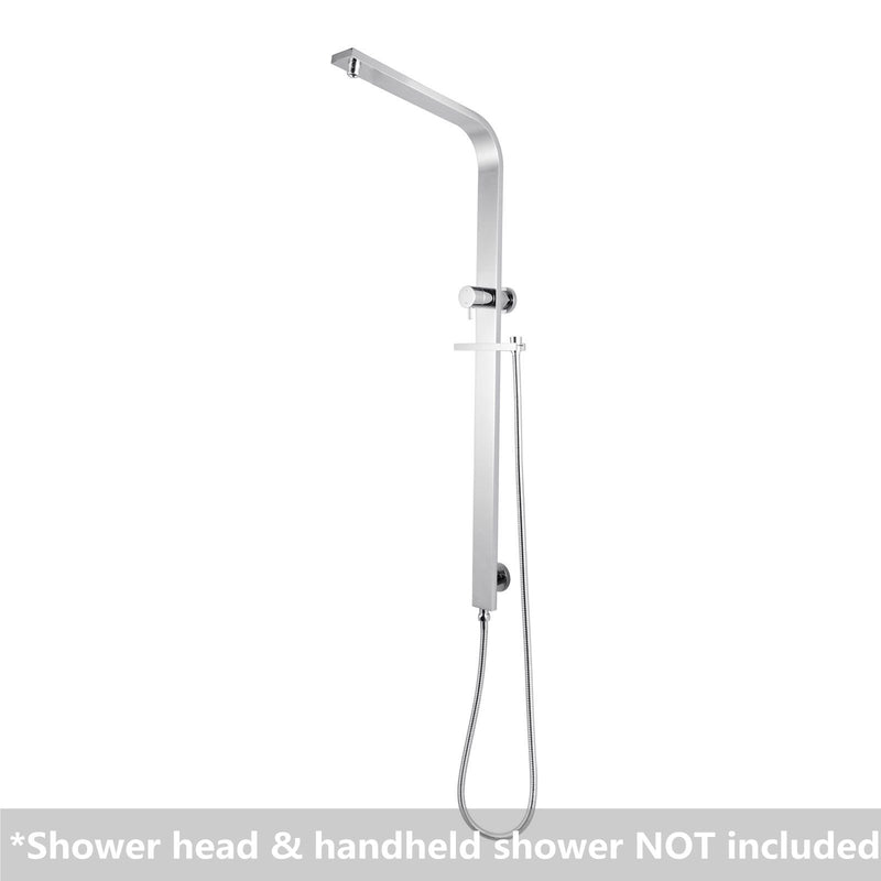 Chrome Square Shower Station without Shower Head and Handheld Shower(Wide Rail) - Pacific Bathroom Products