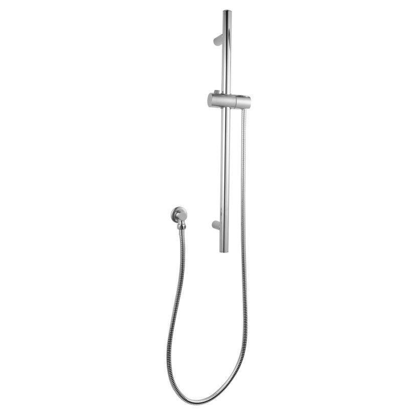 Round Chrome Wall Mounted Sliding Rail with Water Hose & Wall Connector Only - Pacific Bathroom Products