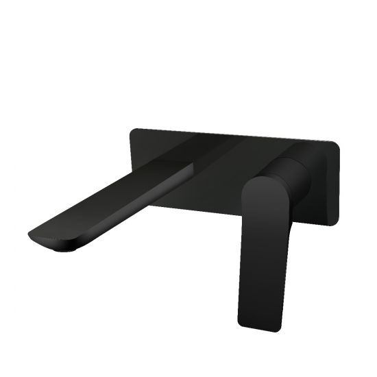 Rush Square Black Wall Mixer with Spout - Pacific Bathroom Products