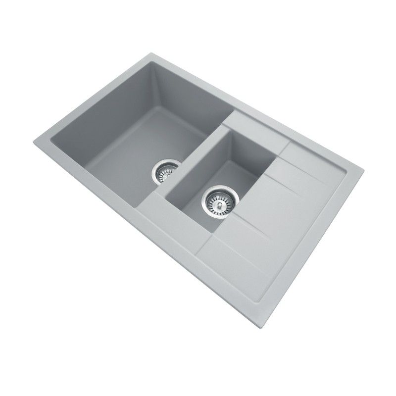 780 x 500 x 205mm Carysil 1 and 1/4 Bowl Drainer Granite Kitchen Sink Top/Flush/Under Mount - Pacific Bathroom Products